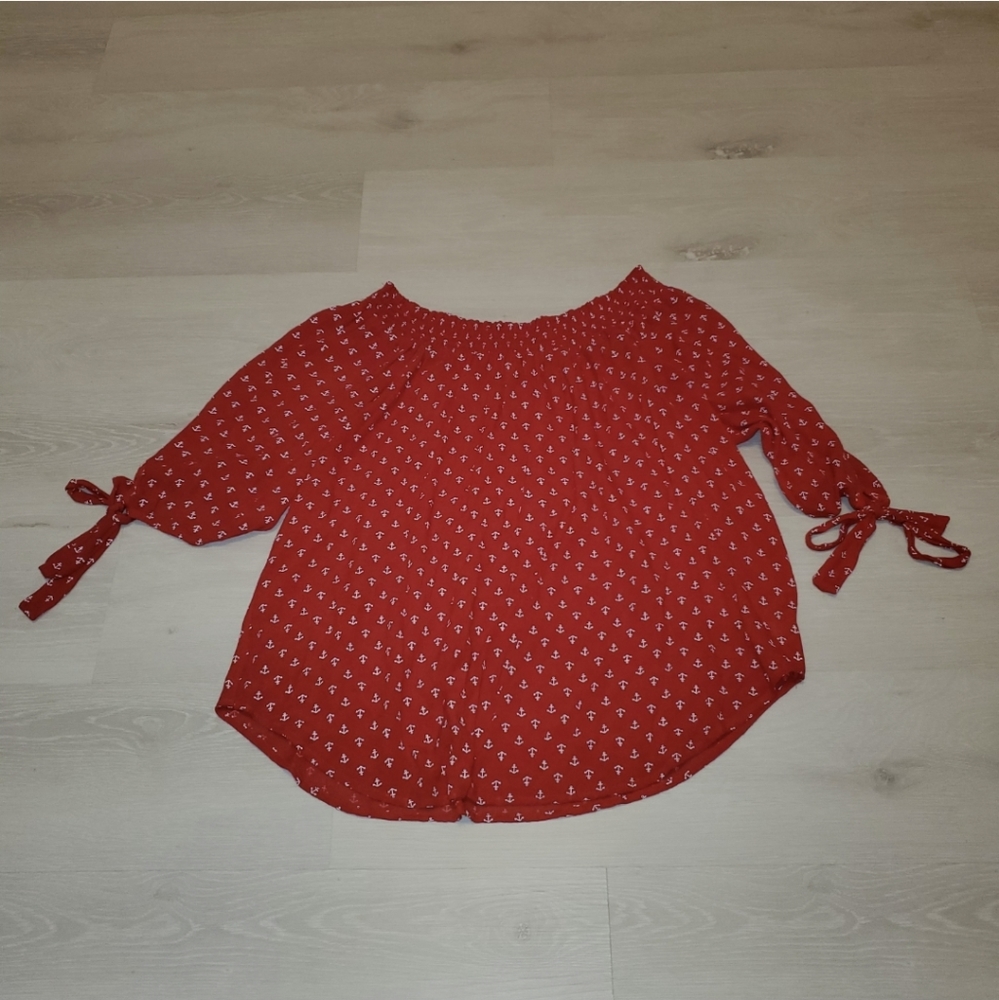 ❄️ Counterparts Red Anchor Off the Shoulder Tee